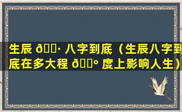 生辰 🌷 八字到底（生辰八字到底在多大程 🌺 度上影响人生）